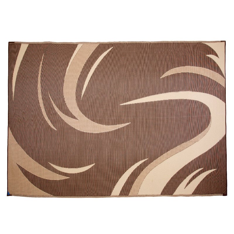Stylish Camping SD8117 8-Feet x 11-Feet Graphic Swish Outdoor RV Reversible Patio Mat, Brown/Tan - Image 3